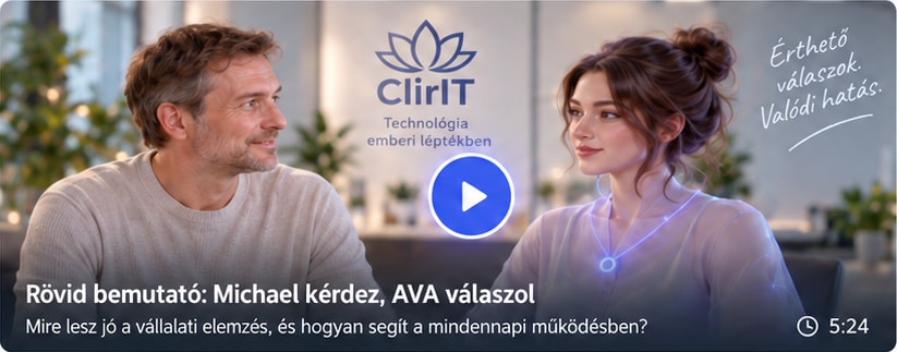 Michael és AVA a vállalati működés elemzéséről beszélgetnek.